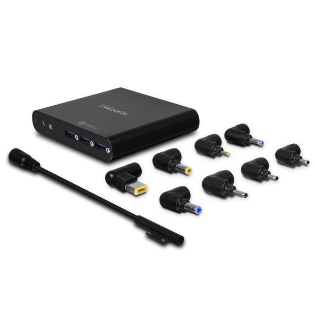 Aluratek Universal AC Adapter with Type-C and 3 Quick Charge 3.0 USB Ports